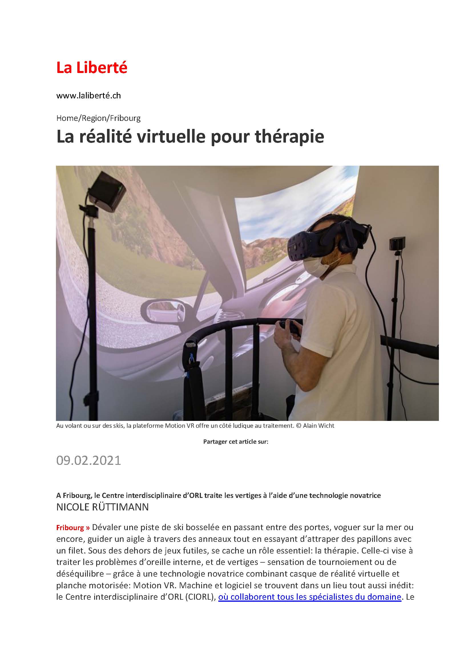 La réalité virtuelle pour thérapie